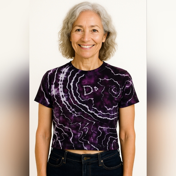 Kids Small Purple Geode Tie Dye Short Sleeve T-shirt - Picture 2 of 5